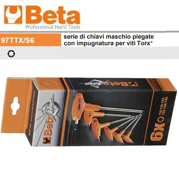 BETA 97TTX/S6 SERIE 6 CHIAVI MASCHIO PIEGATE PER IMPRONTA TORX® CROMATE T10÷T40