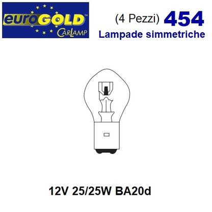 EUROGOLD 12V 25/25W BA20D S1 (4 PZ.) LAMPADE PER PROIETTORI E LUCI DI POSIZIONE ANTERIORI MOTO 454