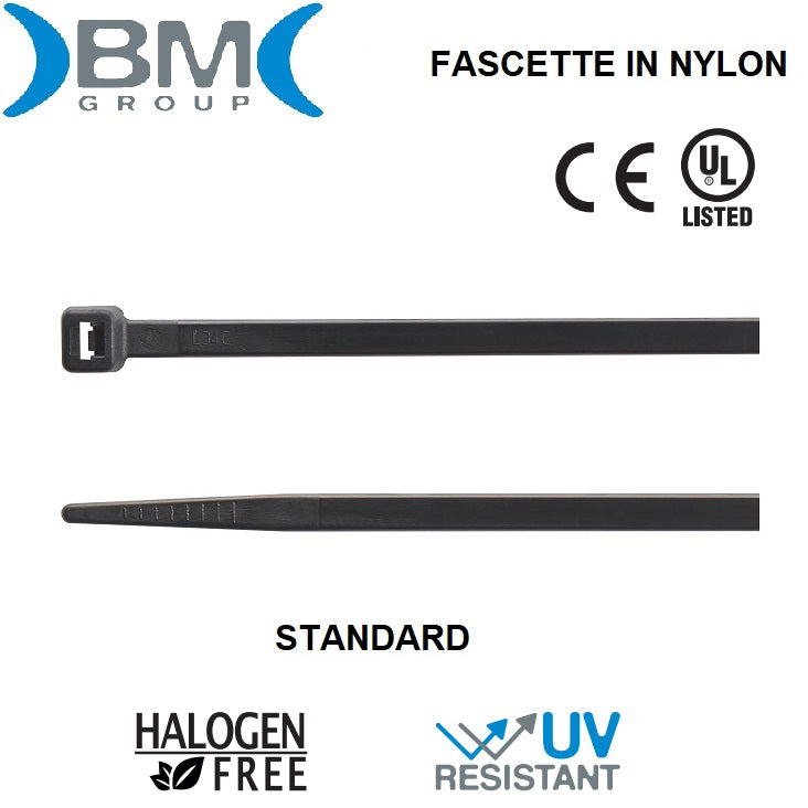 immagine-1-bm-group-bm-n1225-120x25-fascette-in-nylon-nero-resistenti-ai-raggi-uv-standard-100pz-ean-8013629212251