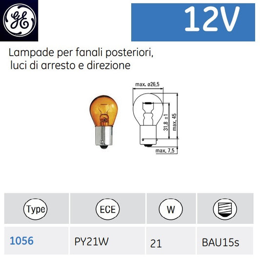 immagine-1-general-electic-general-electric-12v-21w-py21w-bau15s-10pz-lampade-per-fanali-posteriori-arresto-e-direzione-1056-ean-9004102328193