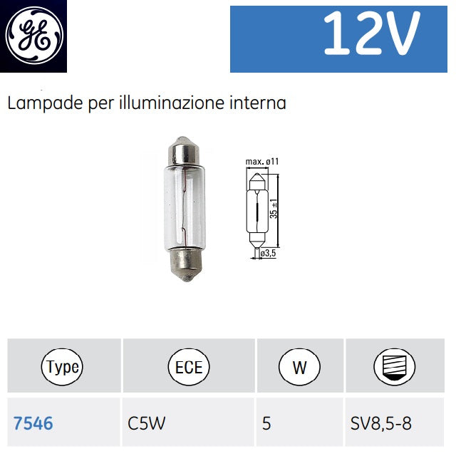 immagine-1-general-electic-general-electric-12v-5w-c5w-sv85-8-10-pz.-lampade-a-siluro-per-abitacolo-7546-ean-0043168379120