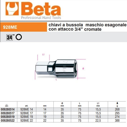 immagine-2-beta-beta-928me-chiavi-a-bussola-maschio-esagonale-con-attacco-quadro-femmina-34-cromate-ean-8014230084800