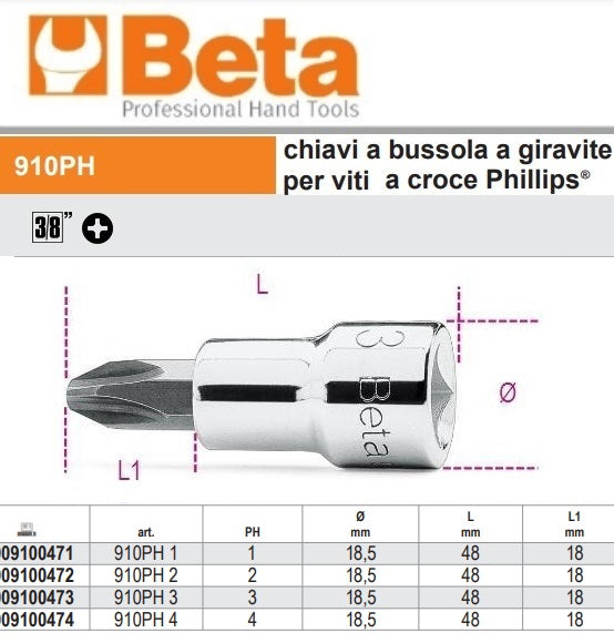 immagine-3-beta-beta-910ph-chiavi-a-bussola-per-viti-a-croce-philips-con-attacco-38-cromate-ean-8014230033235