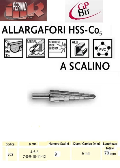 immagine-4-perino-iur-iur-sc2-412-mm.-fresa-allargafori-a-scalino-hss-cobalto-5-ean-8023760017950